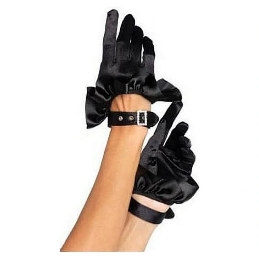 Leg Avenue cropped satin Ruffled Gloves